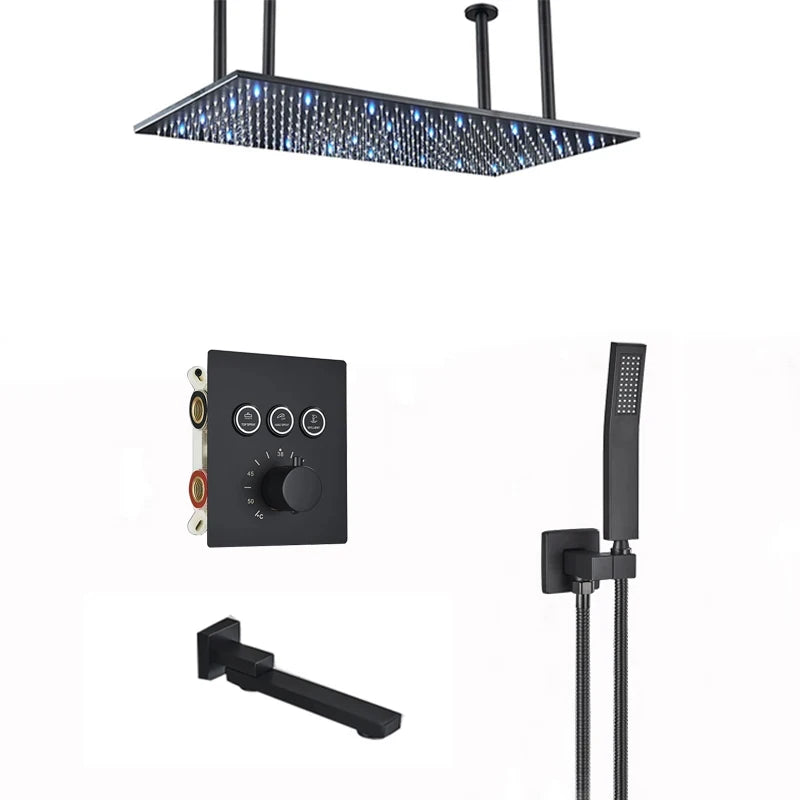 Wanmivezlo Brass LED Rain Shower Head Powered By Water Flow