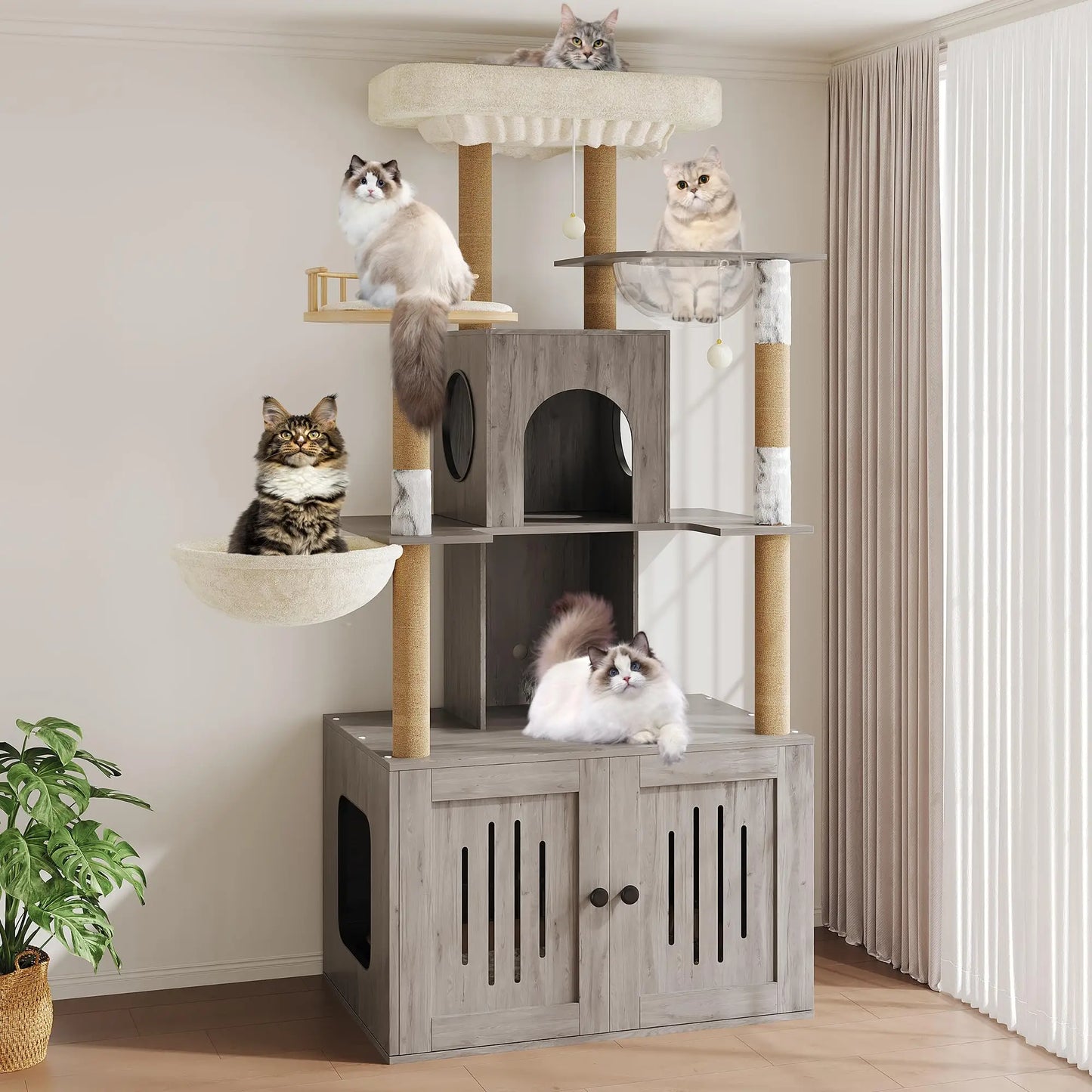 Studyset Multi Level Cat Tree With Litter Box Enclosure