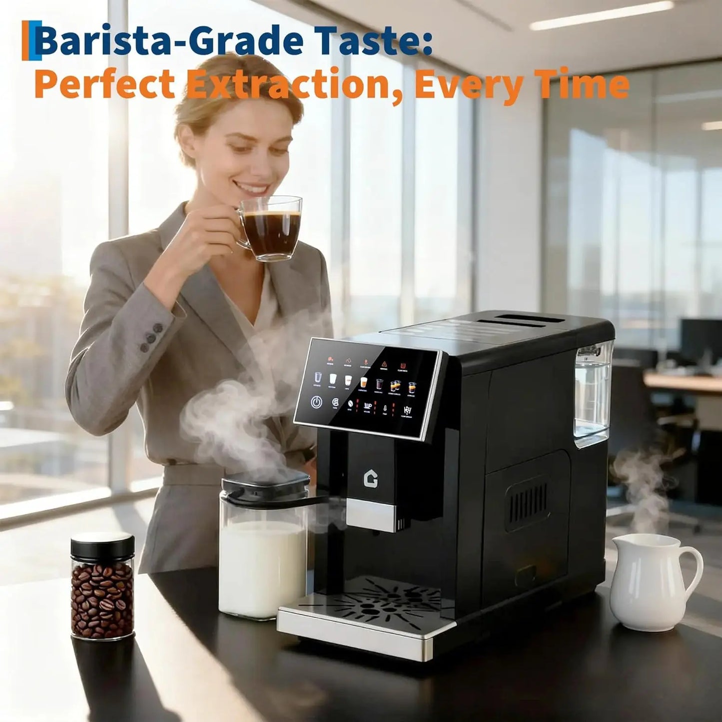 Acekool Fully Automatic Espresso Machine With Detachable Milk Frother
