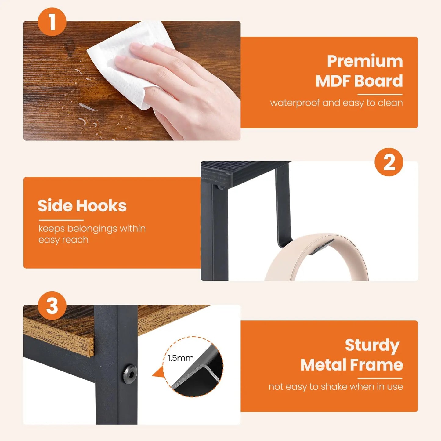 JHK Computer Desk With 2 Drawers For Office And Study