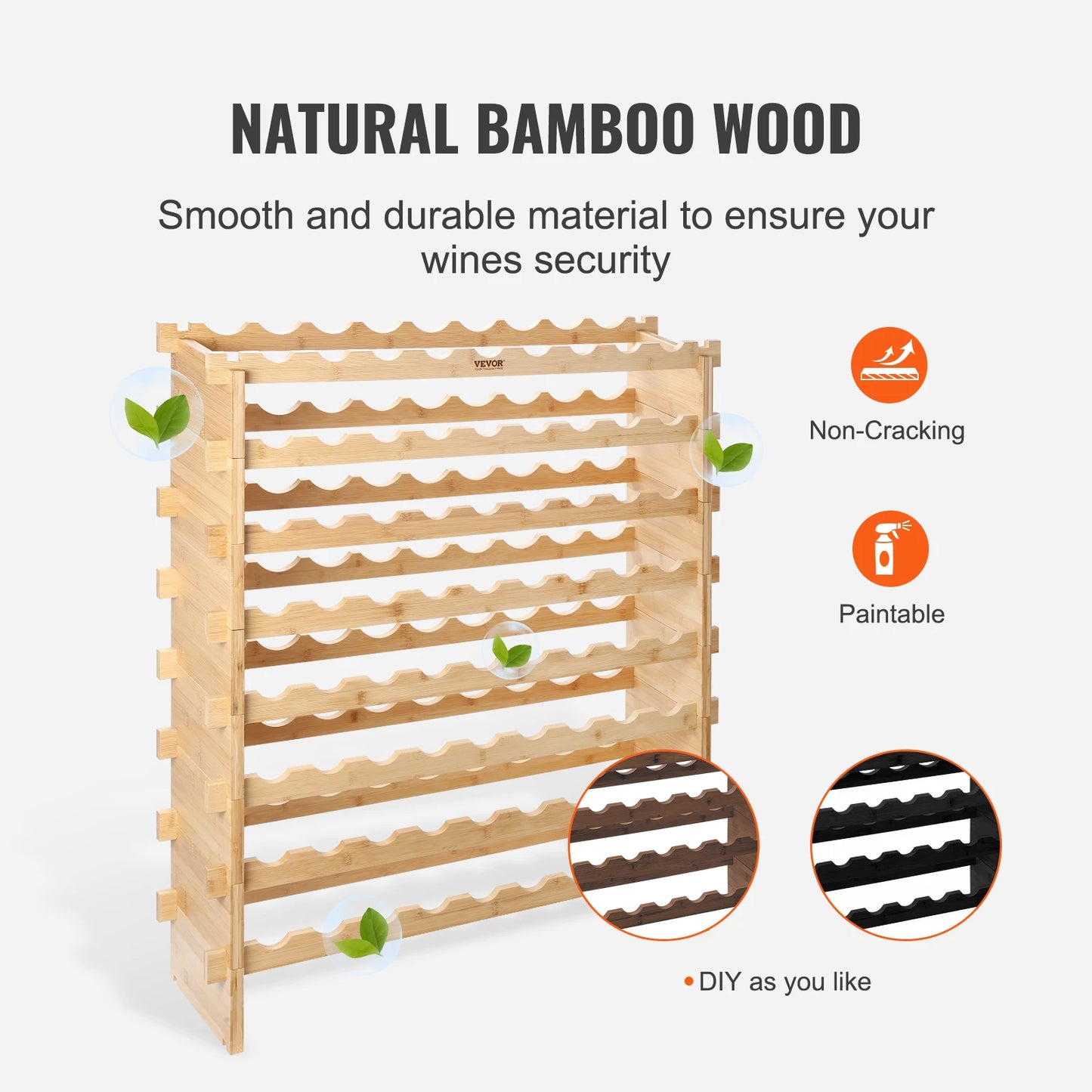 SucceBuy 8Tier Stackable Bamboo Wine Storage Rack