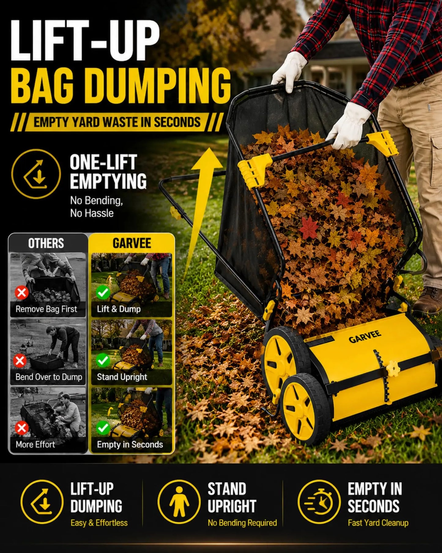 HiMISS Lawn Sweeper Manual Push Yard Leaf Grass Collector