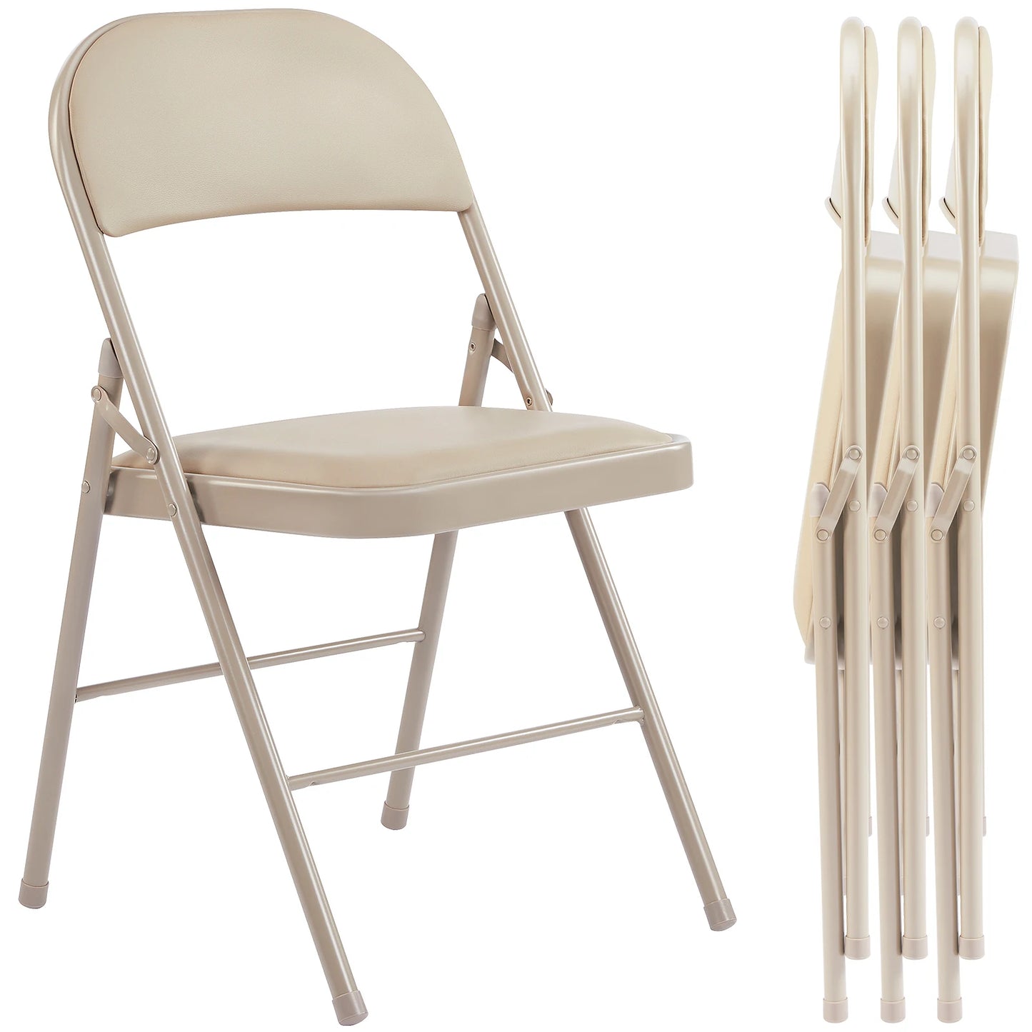 JHK Leather Padded Folding Chair 4 Pack For Living Room