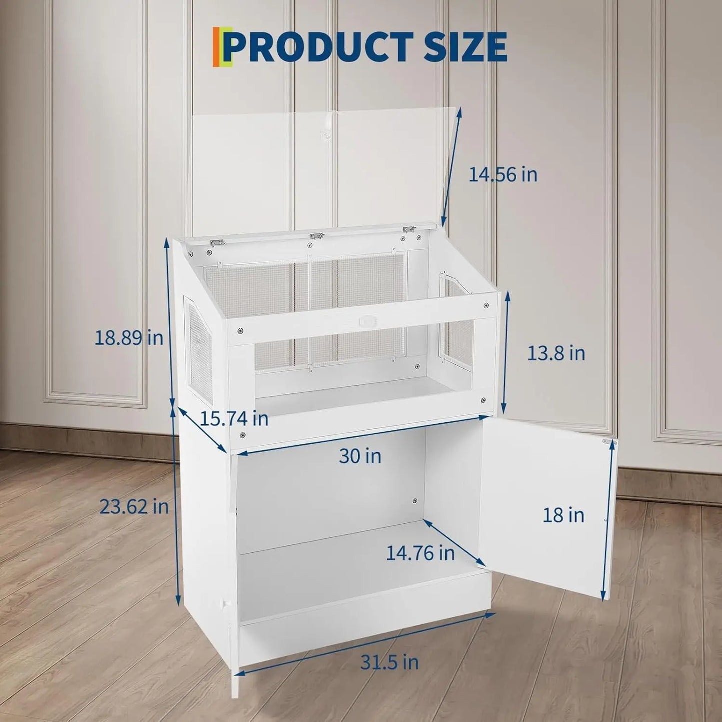 HiMISS Acrylic Pet Cage With Storage Cabinet Easy Clean