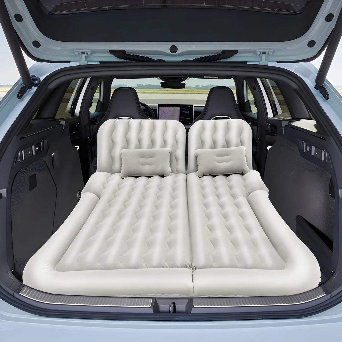 Flocking Inflatable Car Back Seat Bed With Pump Pillow