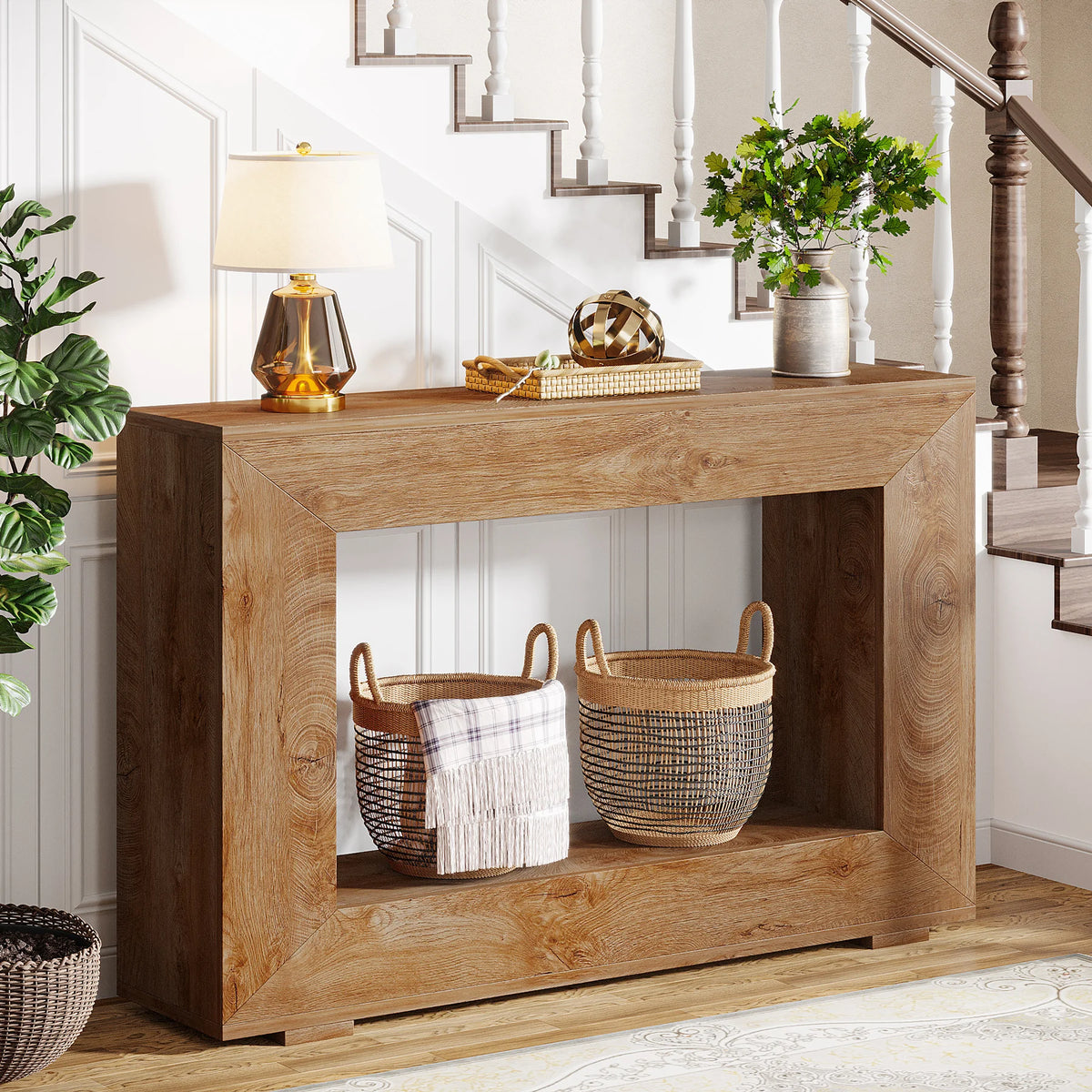 Tribesigns Industrial Farmhouse Console Table With Storage