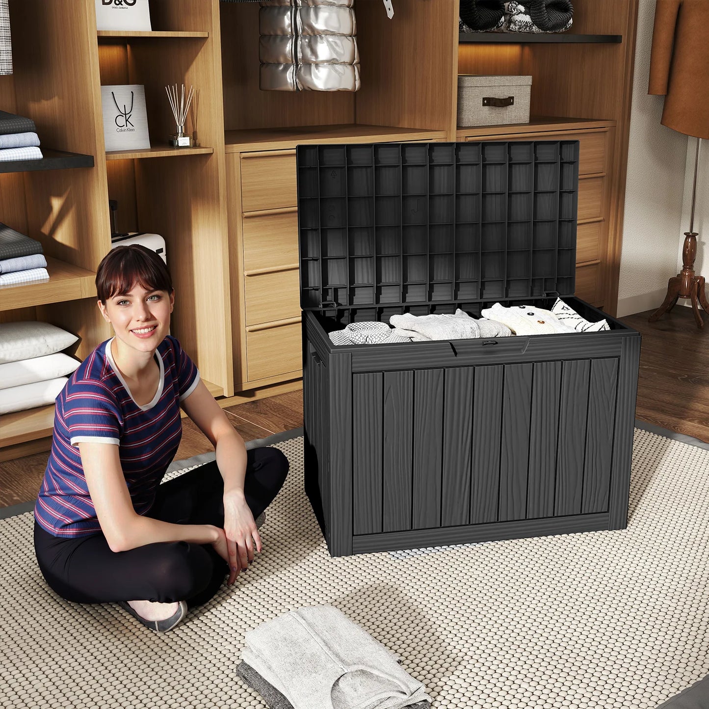 Resin Outdoor Storage Box Deck Box Lockable Patio Container