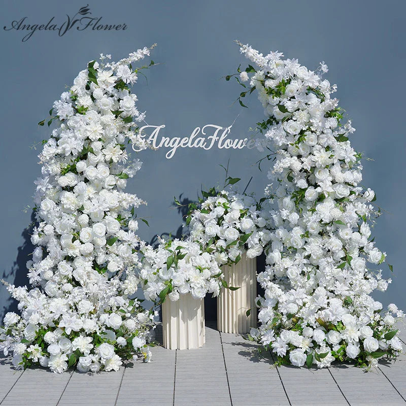 Angela Flower Artificial Rose Lily Delphinium Wedding Backdrop Decor