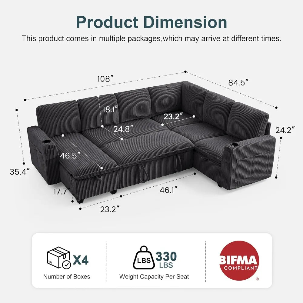 XIAOLANG Seven Seat Modular Sectional Sofa With Pull Out Bed
