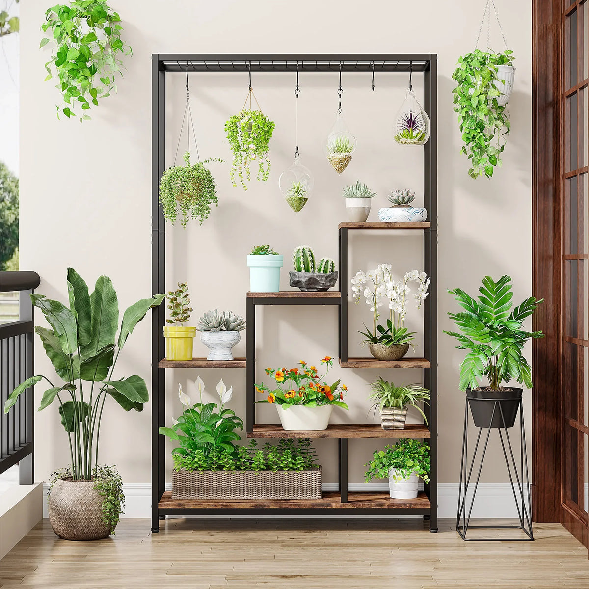 Tribesigns Five Tier Indoor Plant Stand With Storage Shelf Unit