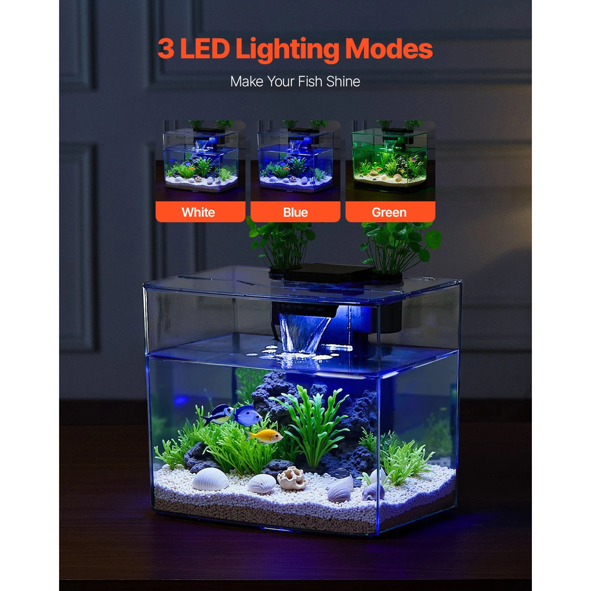 VEVOR Ultra Clear Aquarium Smart Tank With Adjustable LED Lighting