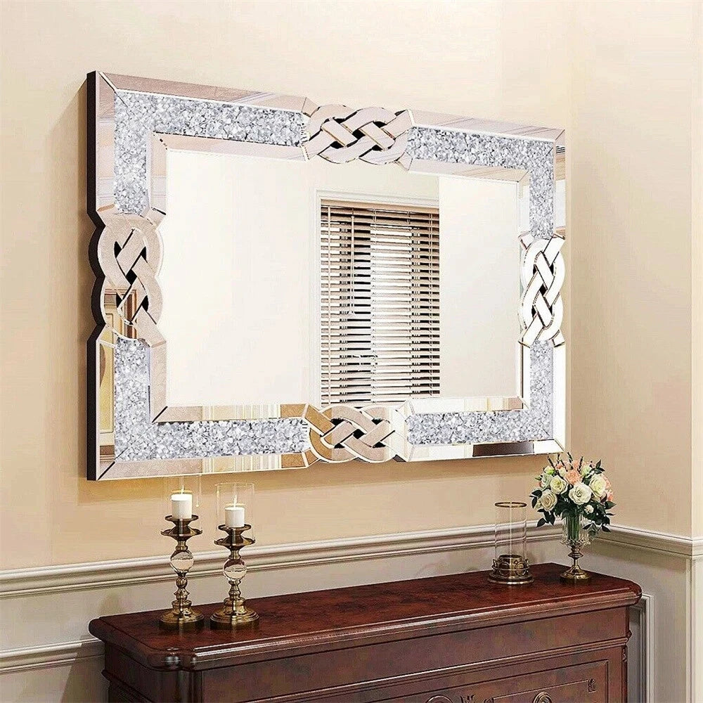 Luvodi Framed Crystal Wall Mirror For Elegant Home Decor Accent