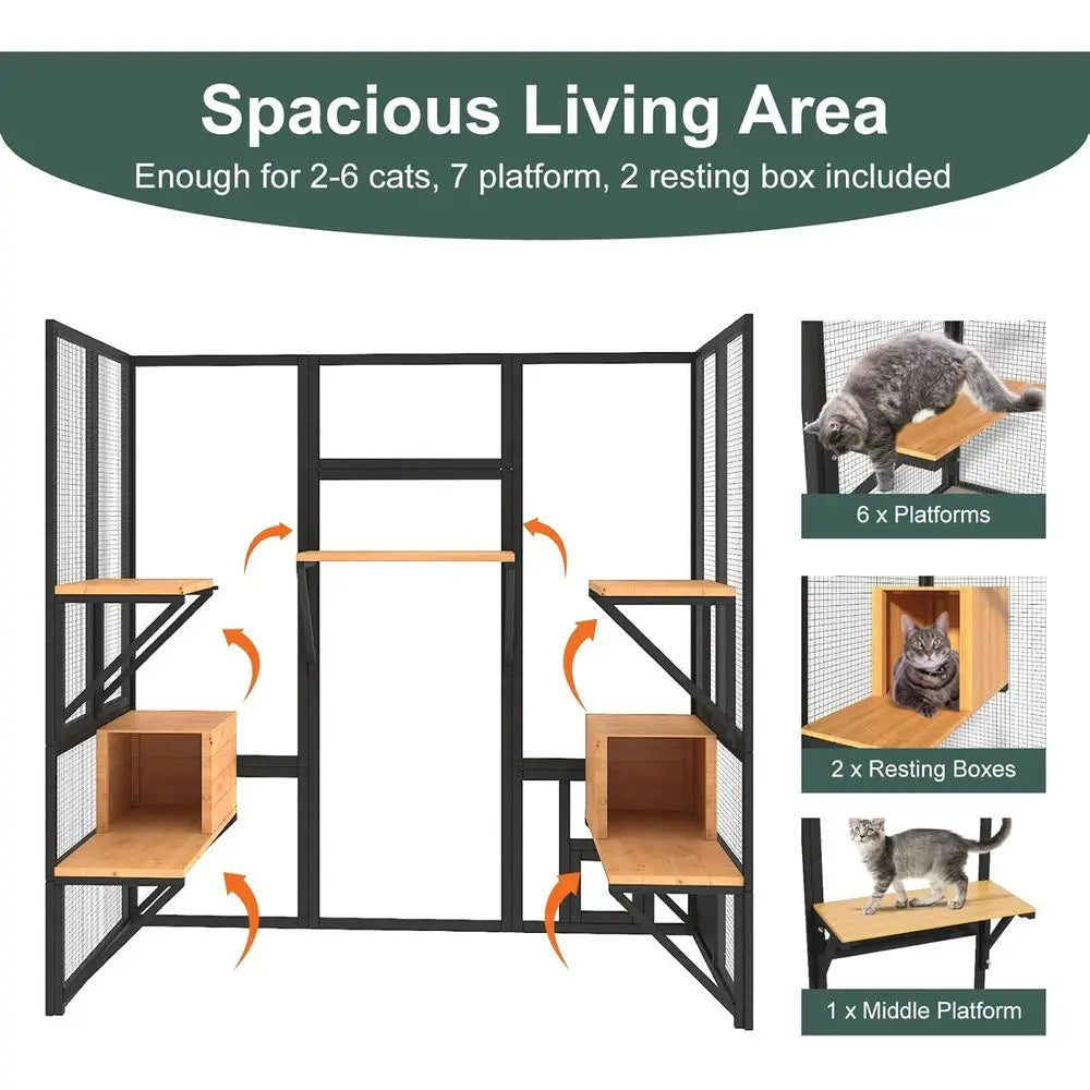 Outdoor Cat Enclosure Walk In Catio With Waterproof Roof