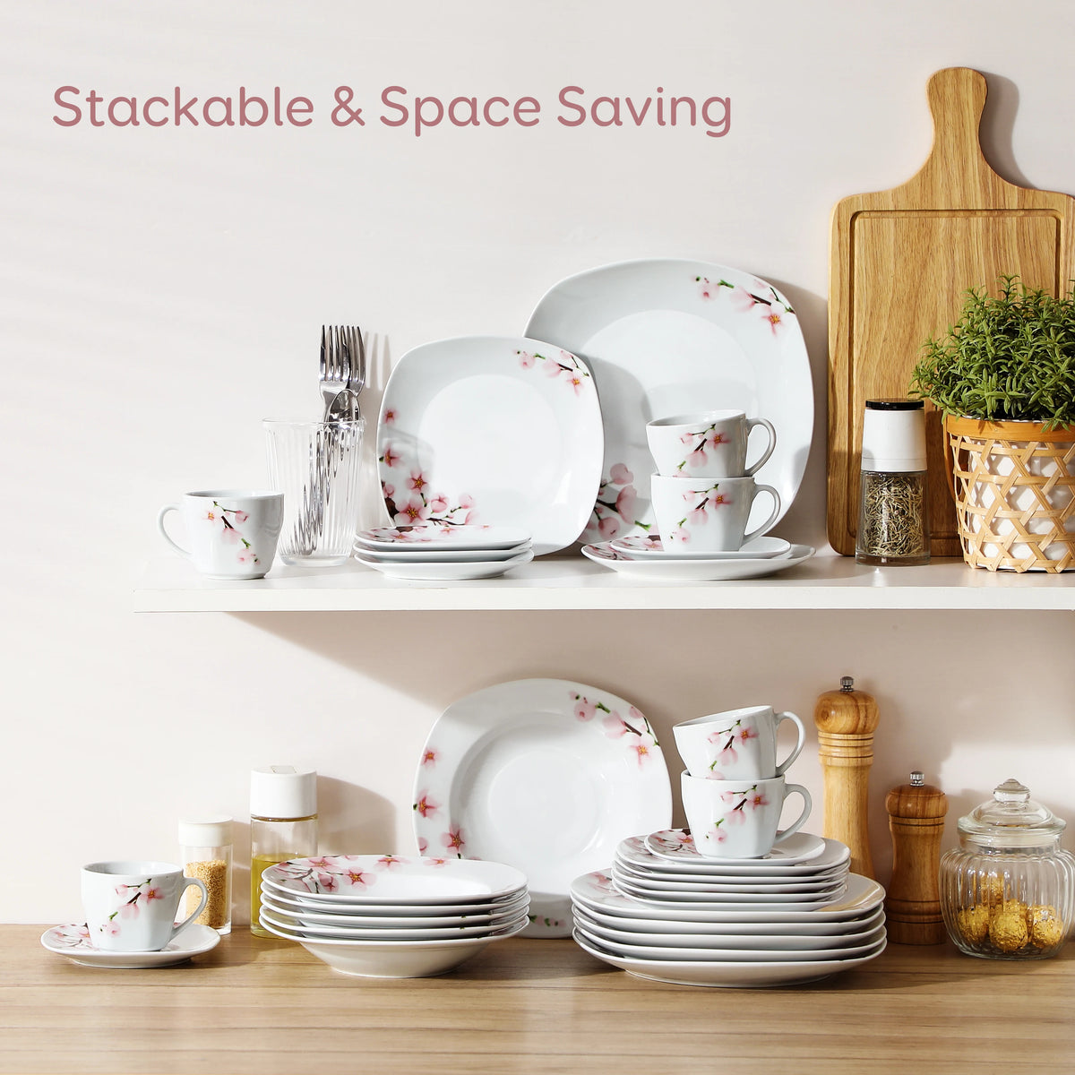 Malacasa 30 Piece Porcelain Dinnerware Set With Floral Design