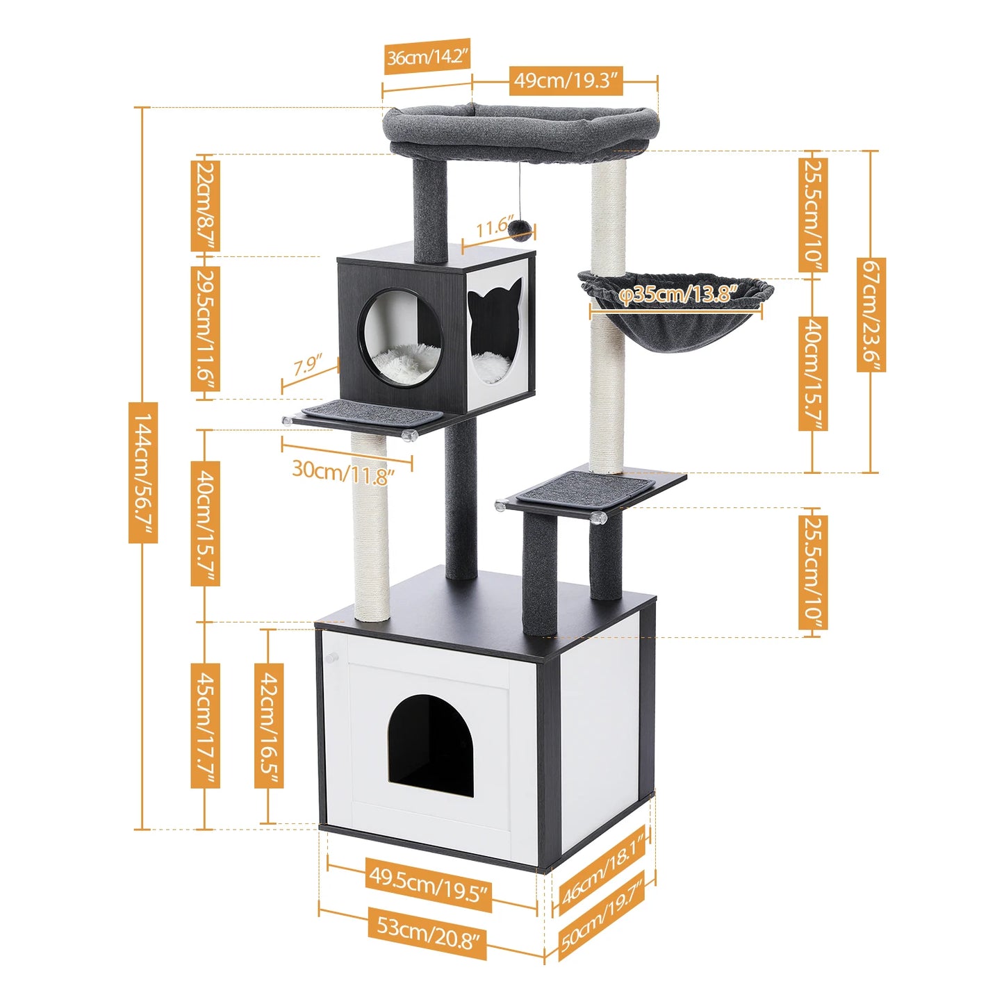 PAWZ Ro Multi Level Cat Tree Indoor Wood Tower Series