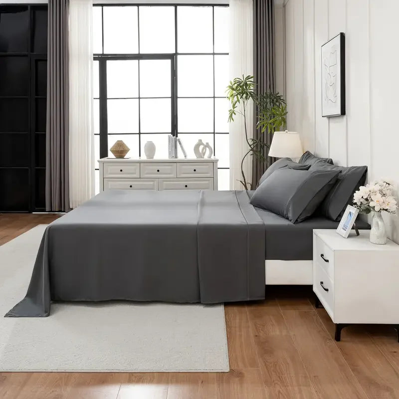 Bamboo Viscose Cooling Sheet Set Breathable Brushed Hot Sleeper Bedding