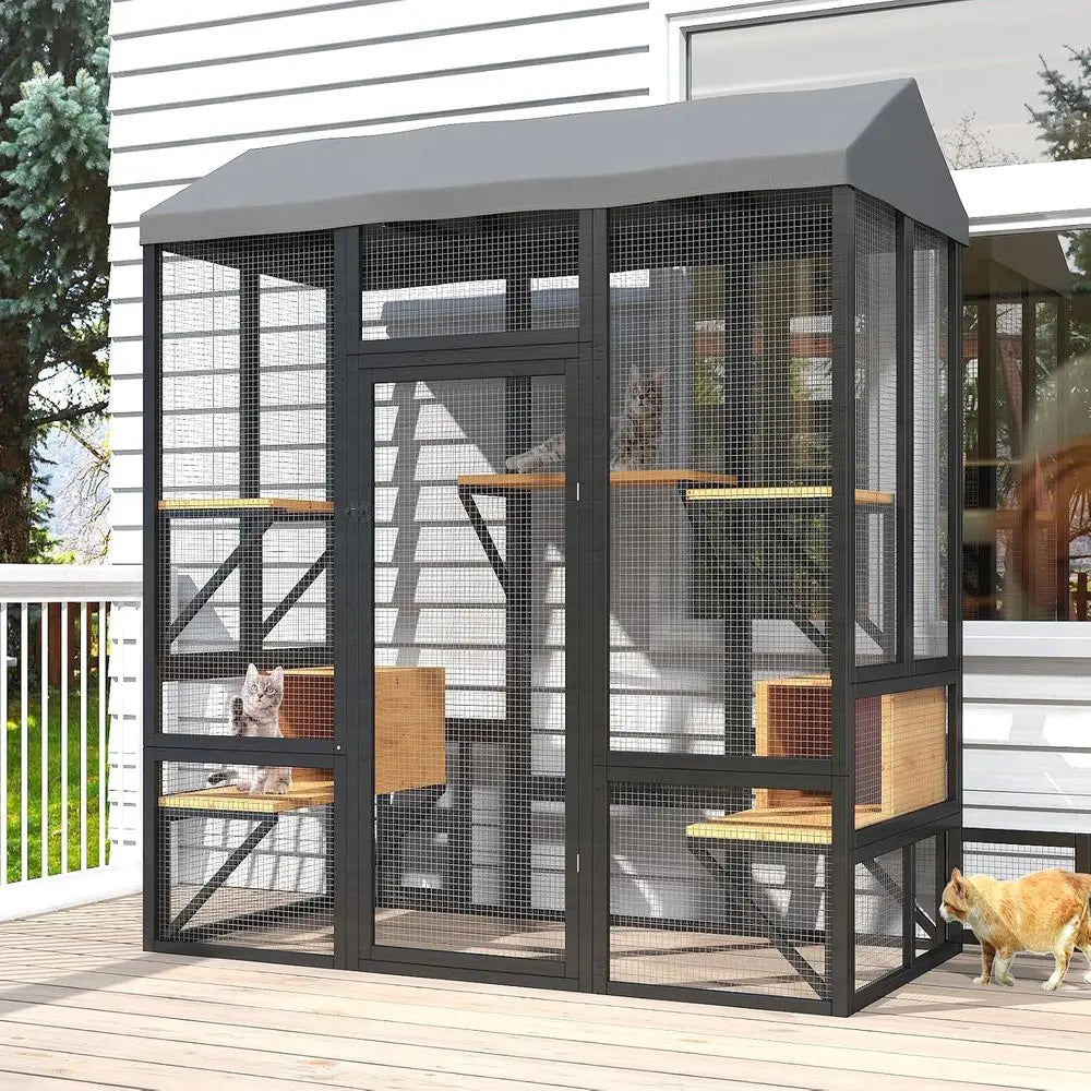 Outdoor Cat Enclosure Walk In Catio With Waterproof Roof