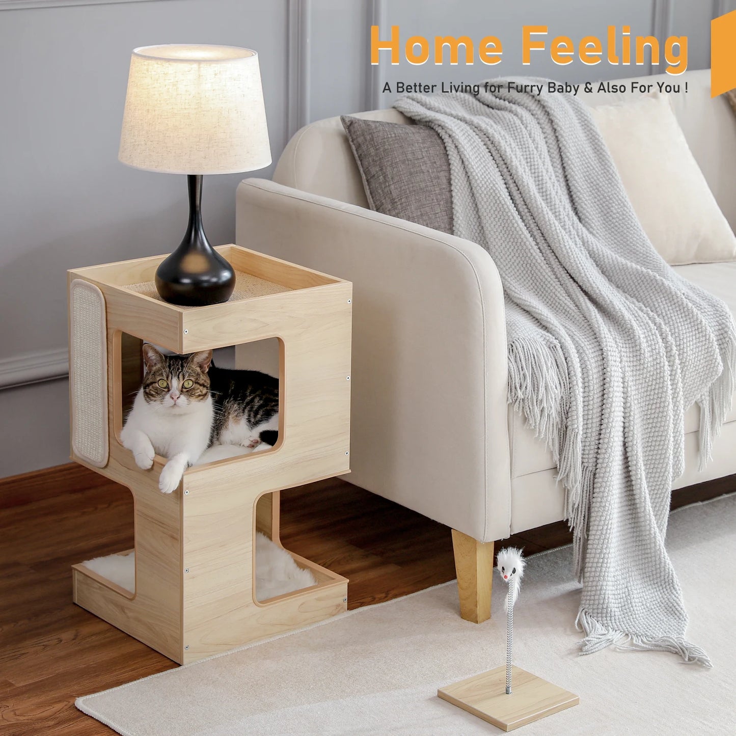 PAWZ Road Wood Cat Condo With Removable Soft Mats Kit