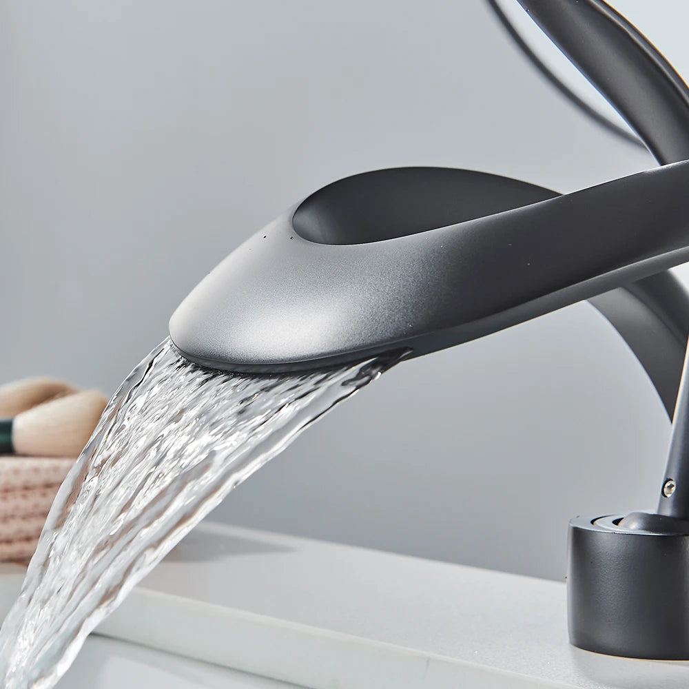 Rozin Brass Waterfall Basin Faucet Hot Cold Mixer Tap Bathroom