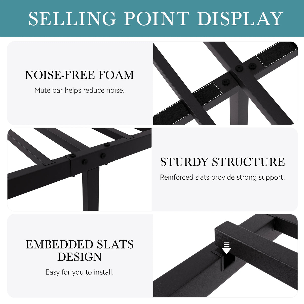 Hoomic Metal Platform Bed Frame With Classic Vintage Style