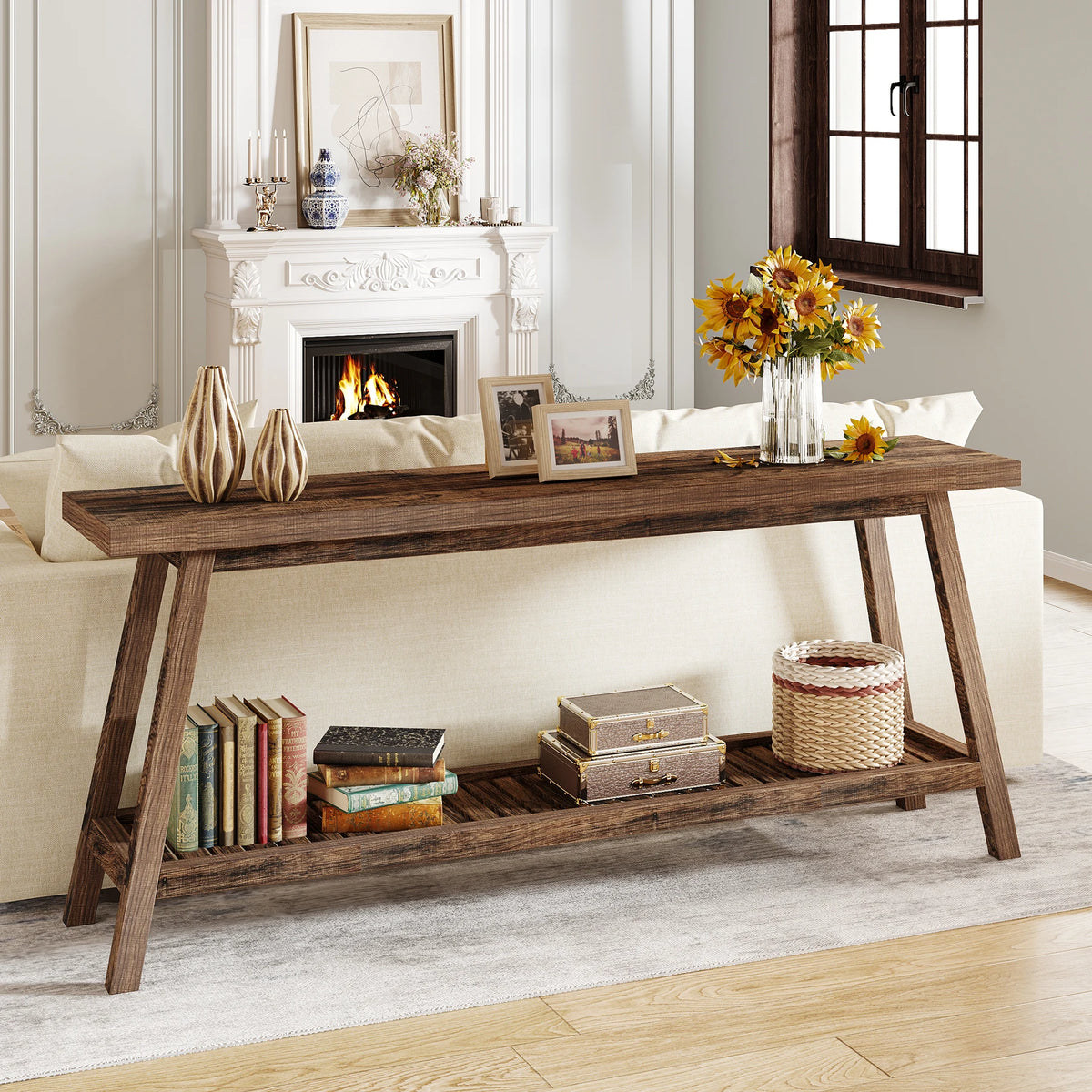 Tribesigns Wooden Console Table For Entryway With Storage