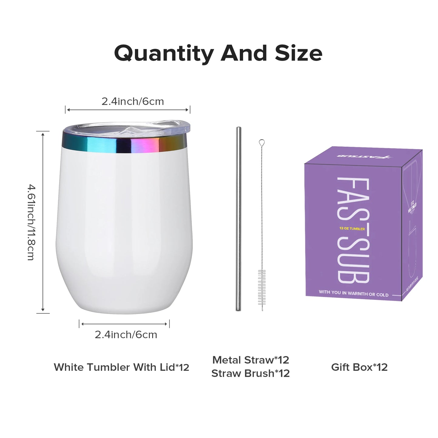 Fastsub Insulated Double Wall Stainless Steel Stemless Wine Glass