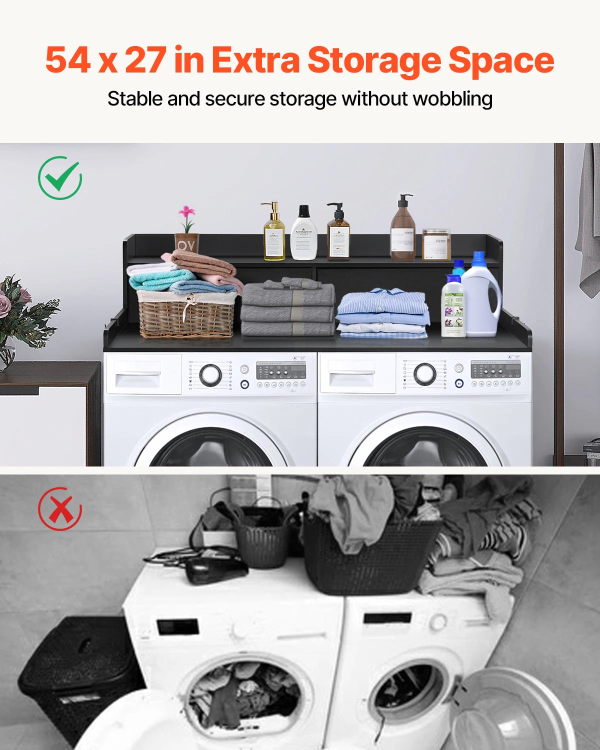 SucceBuy Washer Dryer Countertop Corner Laundry Organizer Wall Mounted Shelf