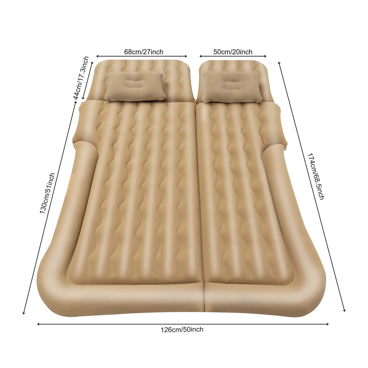Flocking Inflatable Car Back Seat Bed With Pump Pillow