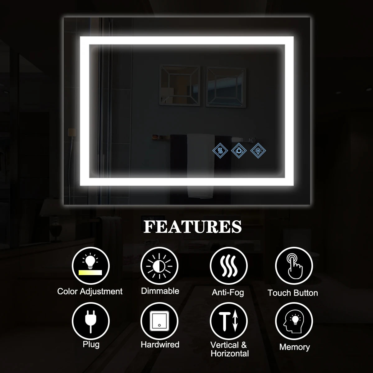 TWISTER.CK LED Vanity Mirror With Dimmable Lighting And Anti-Fog
