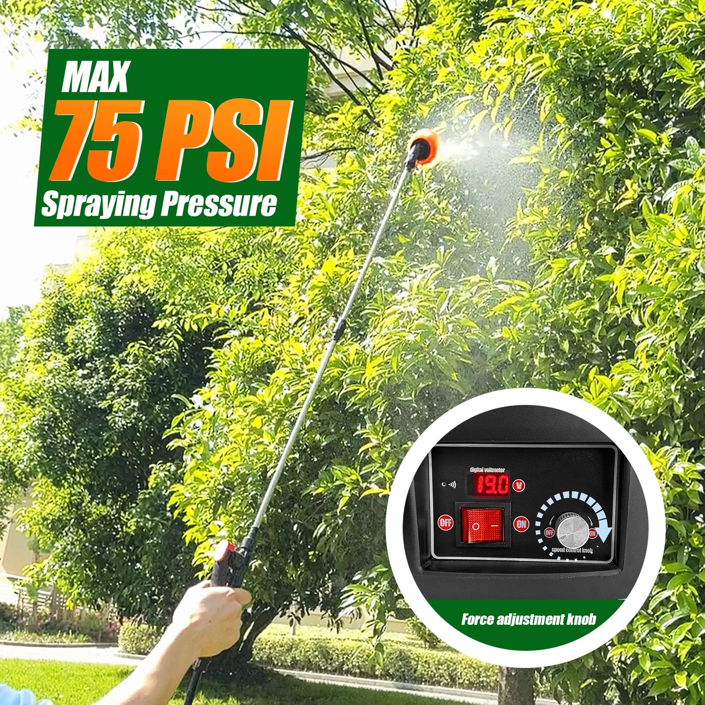 Electric Garden Sprayer With Telescopic Wand And Five Nozzles