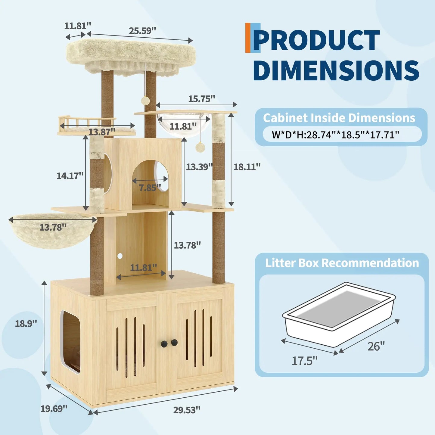 Studyset Multi Level Cat Tree With Litter Box Enclosure