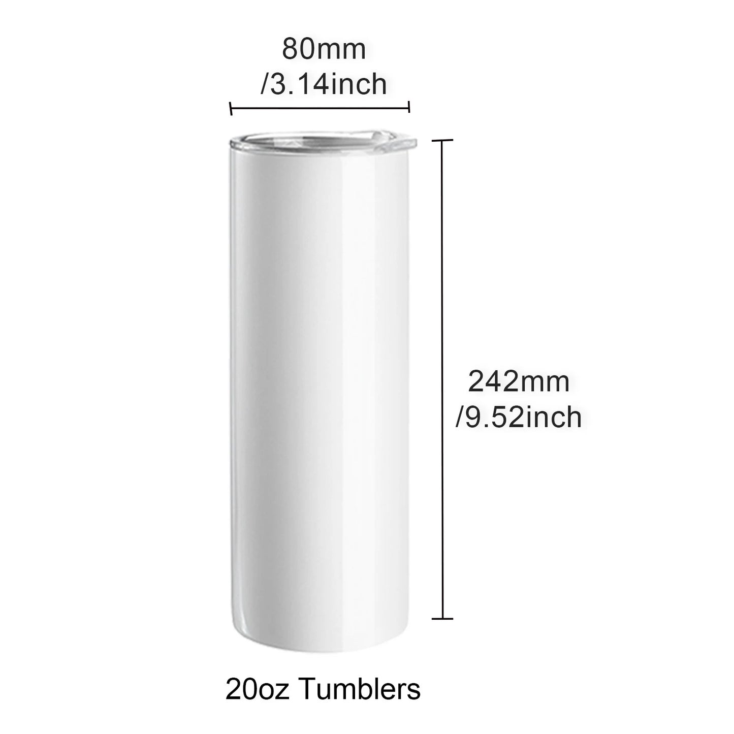 SucceBuy Straight Sublimation Stainless Steel Double Wall Blank Tumblers