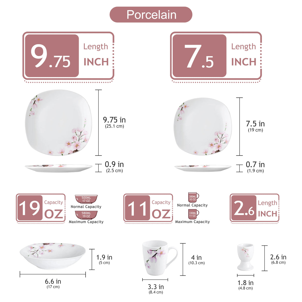 Malacasa 30 Piece Porcelain Dinnerware Set With Floral Design