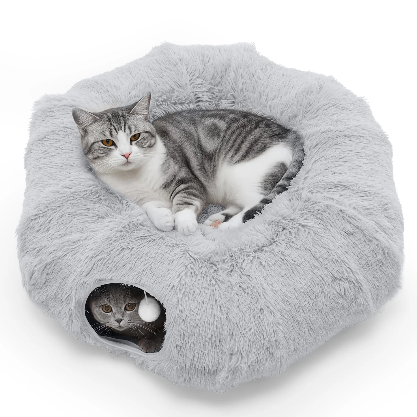 JHK Cat Tunnel Bed Plush Indoor Playground For Cats