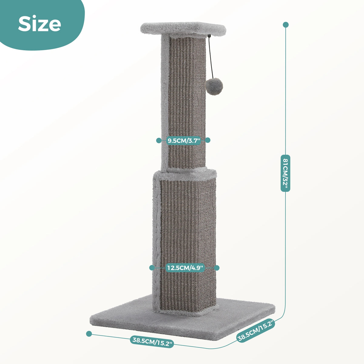PAWZ Road Tall Cat Scratching Post With Sisal Ball