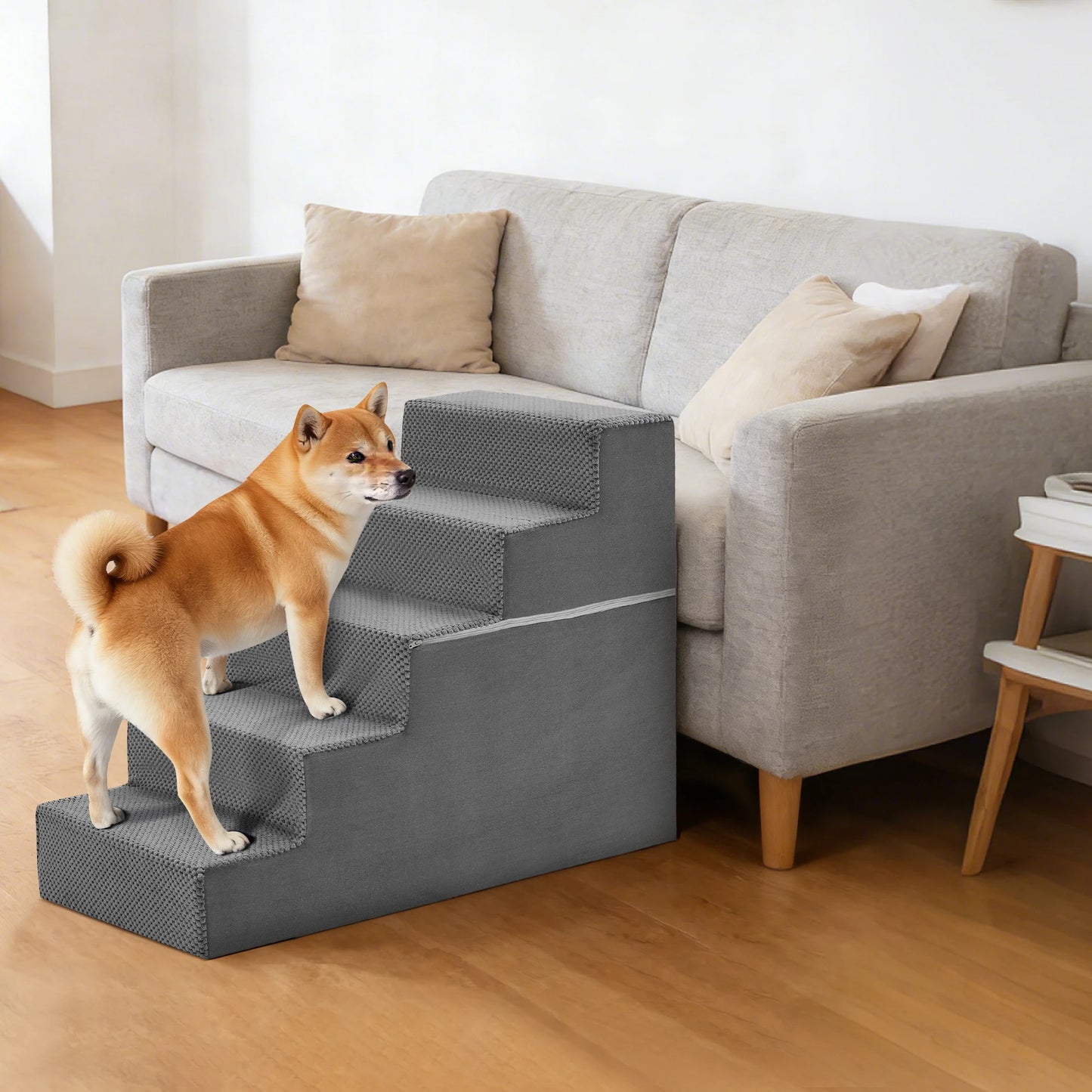 Right Angled Foam Dog Stairs 3 To 5 Steps Non Slip Ramp