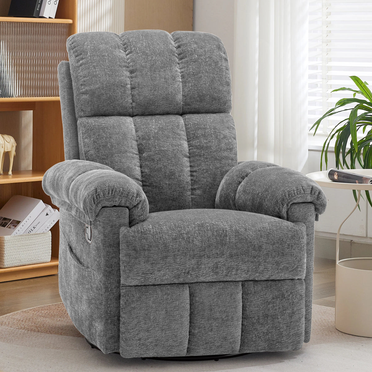 Korser Swivel Rocker Recliner Chair With Convenient Side Storage Pockets