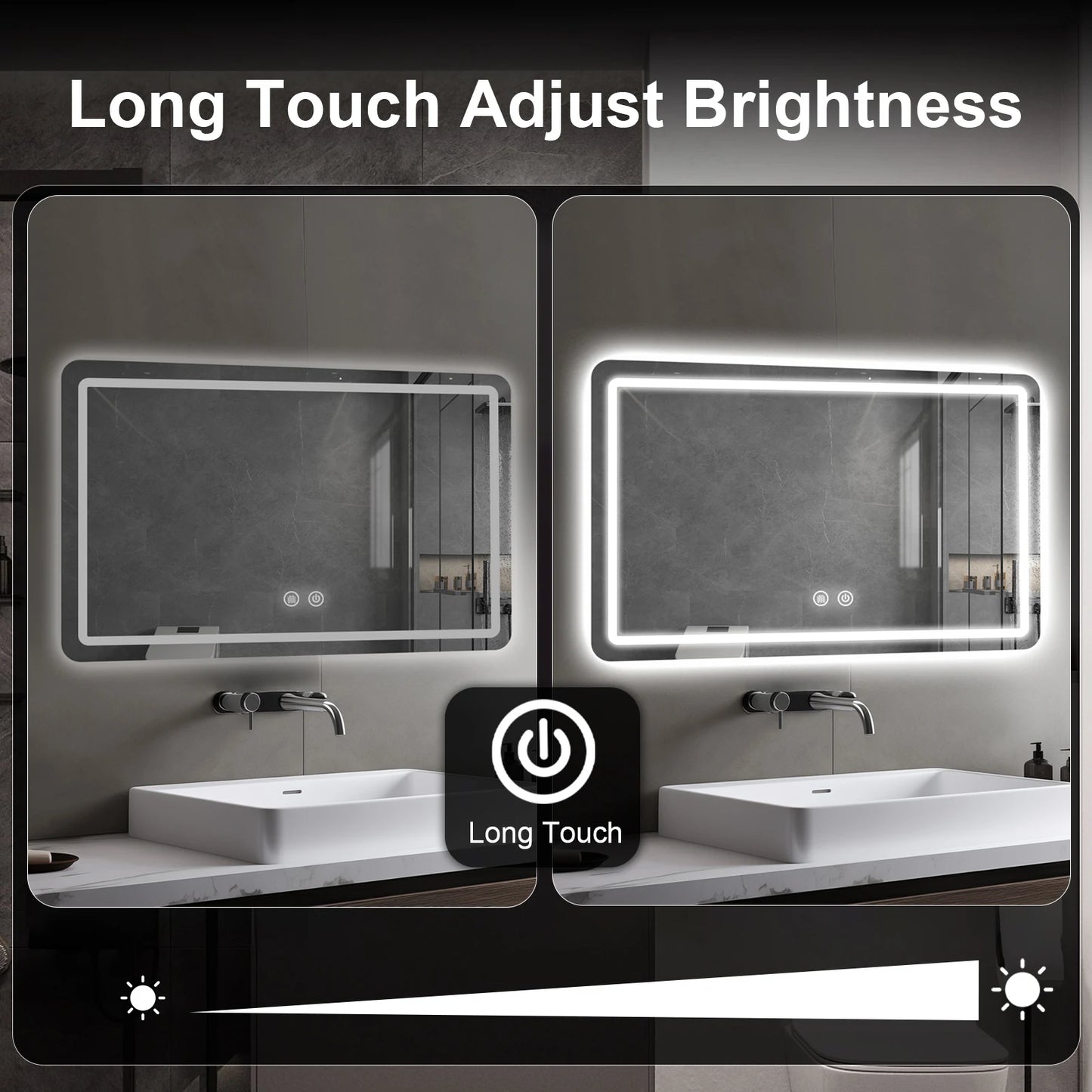 MYGIIVOVO Round LED Bathroom Mirror With Dimmable Backlit Demister