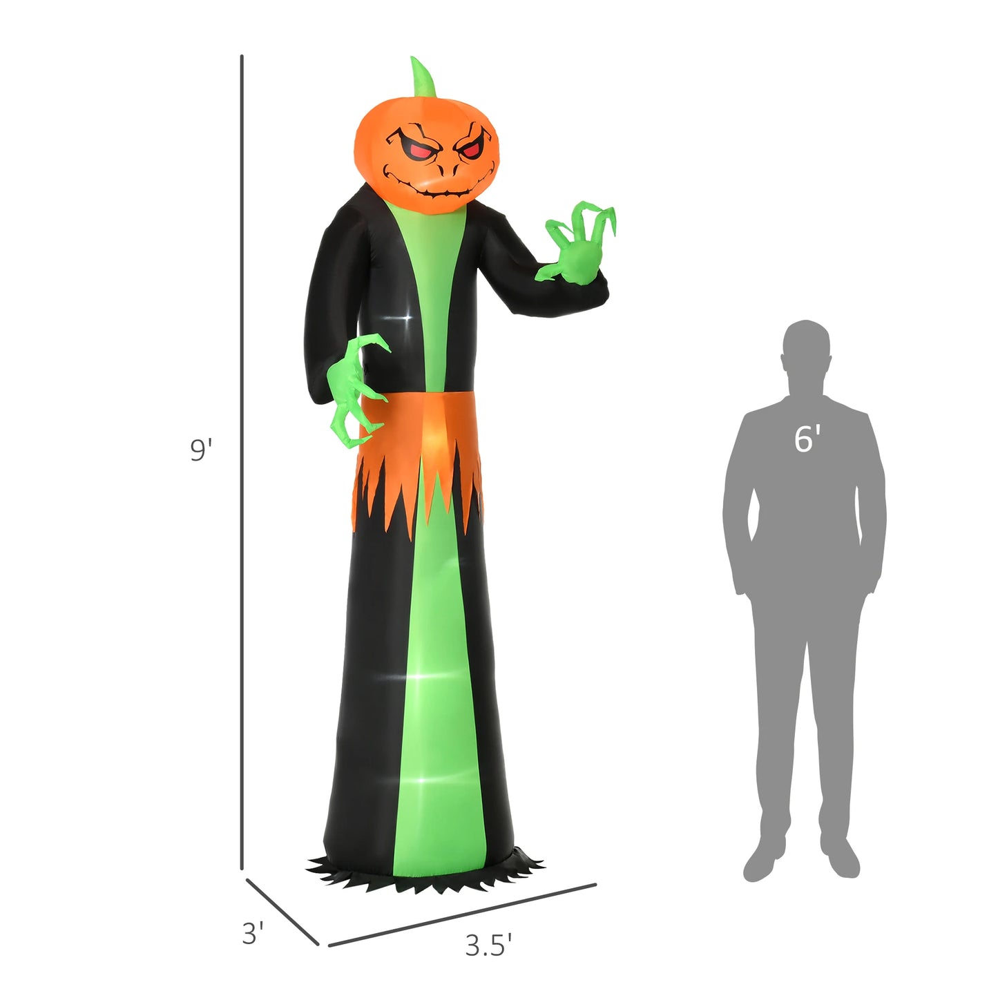 Glowing Pumpkin Inflatable Outdoor Halloween Lawn Decorations