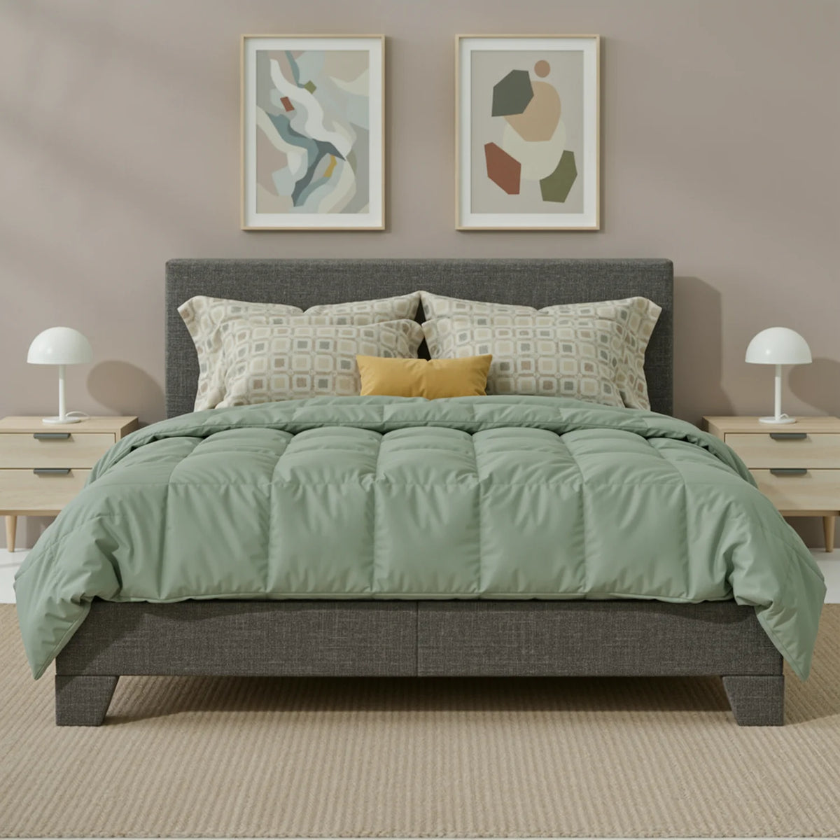Hoomic Upholstered Bed Frame With Adjustable Linen Headboard