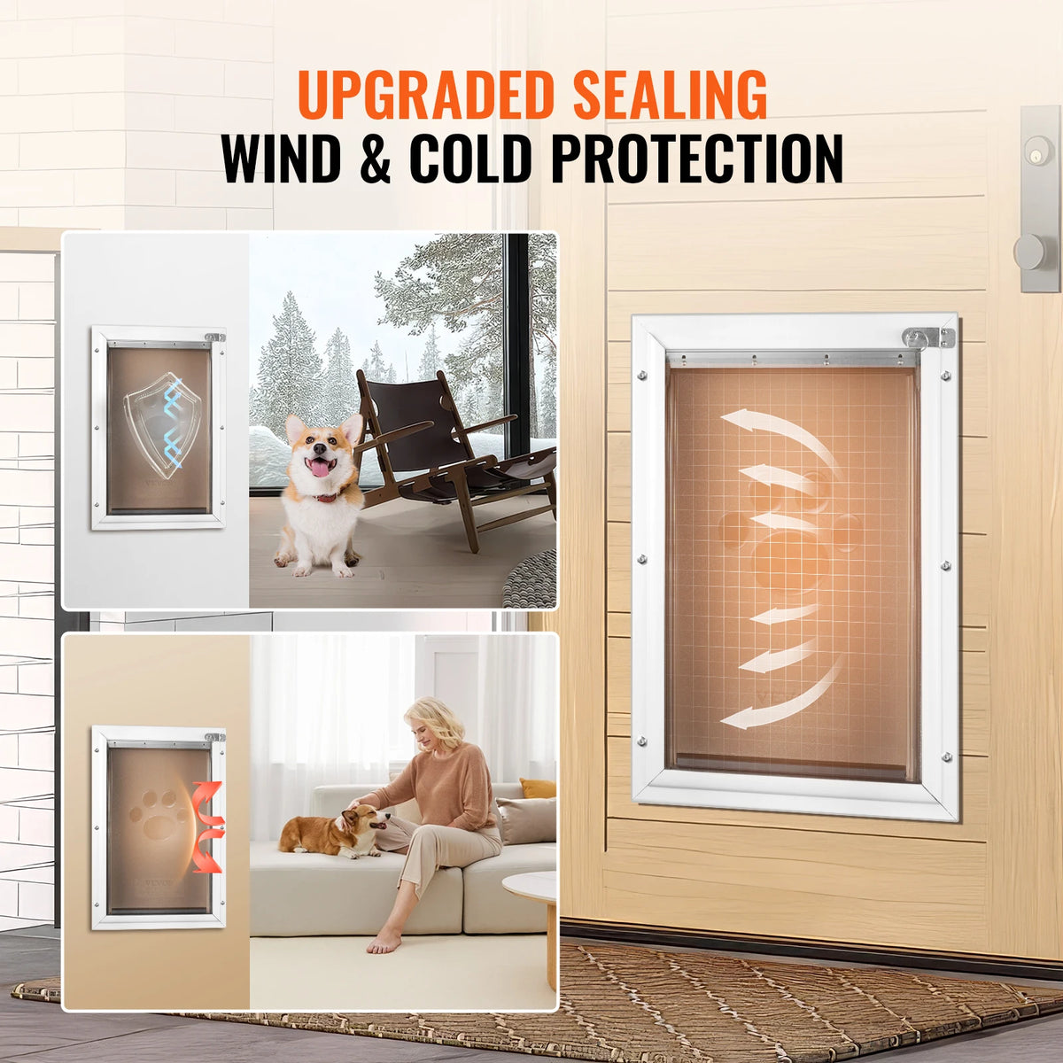 SucceBuy Aluminum Pet Door With Lock And Weatherproof Flap