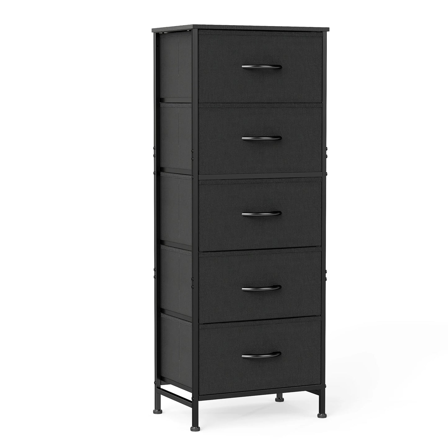 JHK Dresser With Five Fabric Drawers Steel Frame Bedroom Furniture