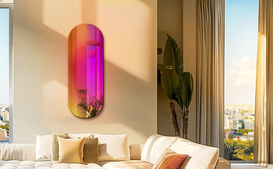 Wisfor Modern Oval Wall Mirror With Artistic Gradient Design