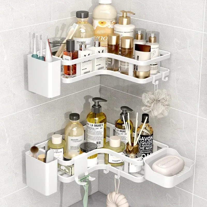 Double Layer Stainless Steel Corner Shelf No Drill Wall Mount