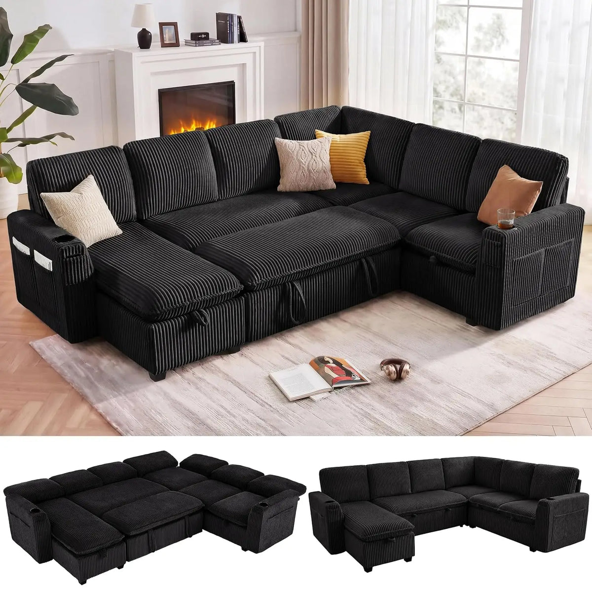 XIAOLANG Seven Seat Modular Sectional Sofa With Pull Out Bed