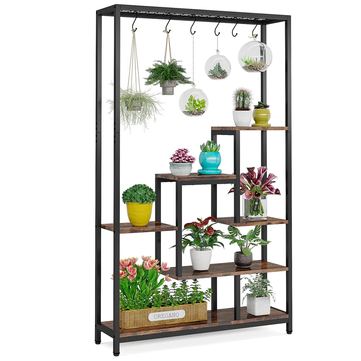 Tribesigns Five Tier Indoor Plant Stand With Storage Shelf Unit