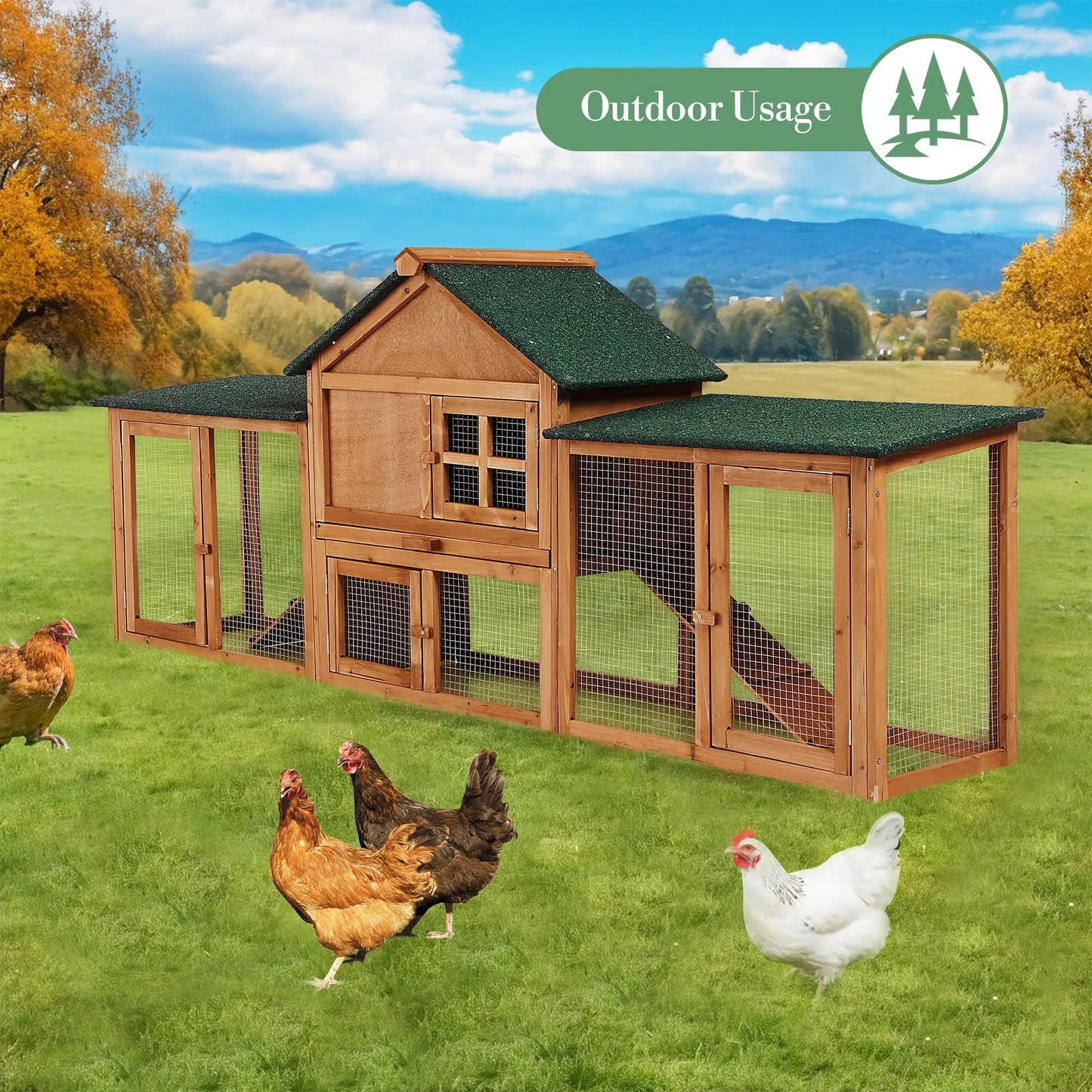 DishyKooker 2-Story Rabbit Hutch Outdoor With Double Runs