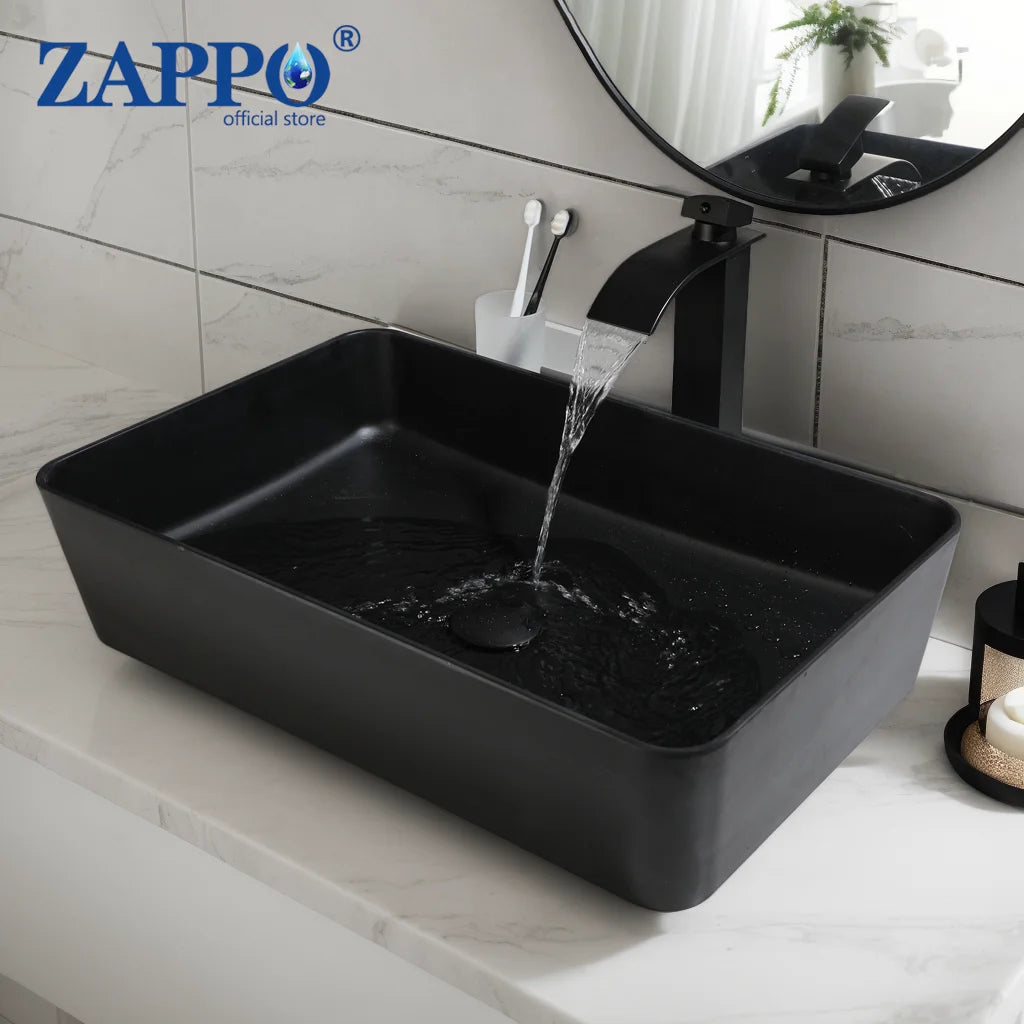 Vessel Sink With Faucet And Drain, Stone Resin, Above Counter