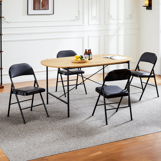 JHK Leather Padded Folding Chair 4 Pack For Living Room