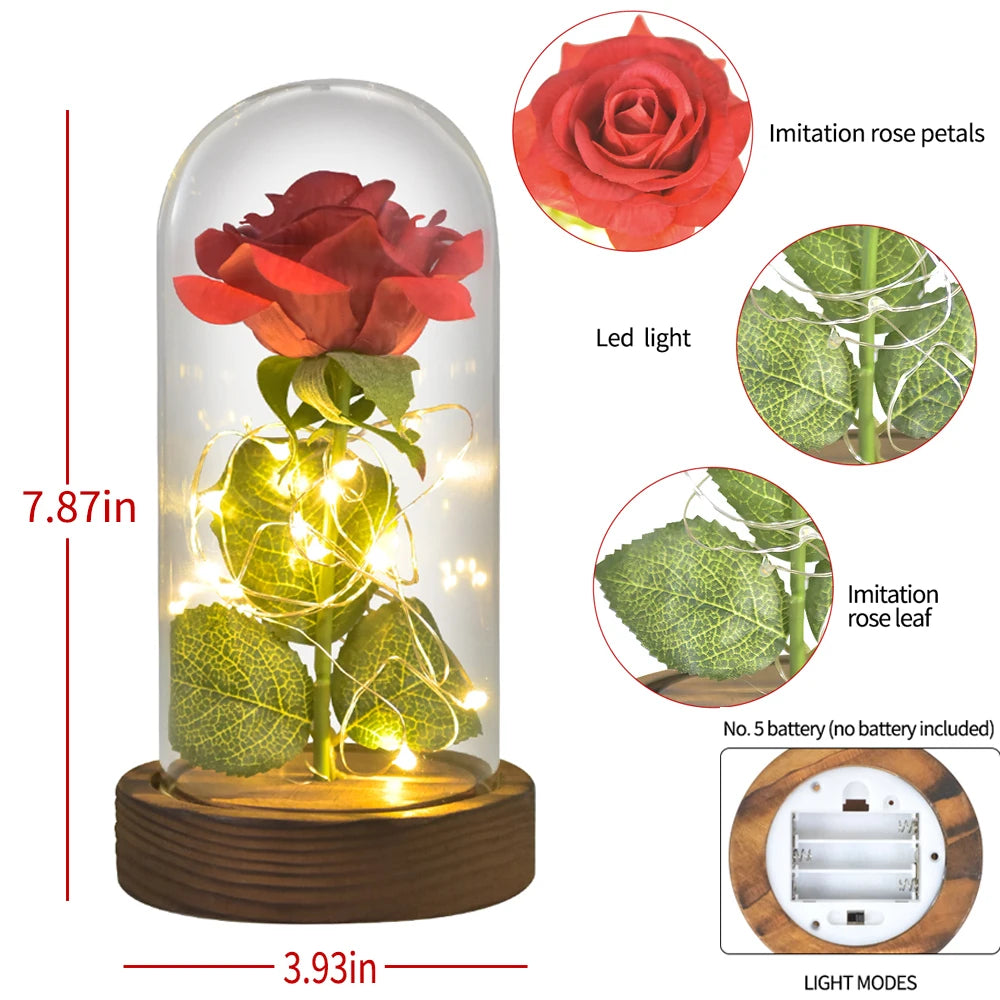 Ainyrose Eternal Rose Glass Dome Artificial Flower Wedding Gift